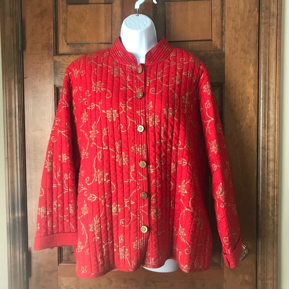 National Geographic by Pfeifer Studio Red w/Gold Swirls Quilted Jacket X-Large